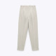 Fateha Lapel High Waisted Slim Pants-Beige