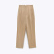Fateha Lapel High Waisted Slim Pants-Khaki