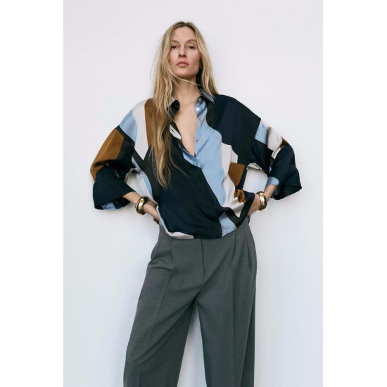 Adira Silk Satin Multicolor Stitched Textured Long Sleeve Blouse Adira Silk Satin Multicolor Stitched Textured Long Sleeve Blouse