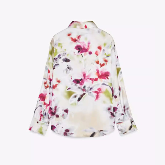 Vivy White Tie-Dye Floral Long Sleeve Blouse Vivy White Tie-Dye Floral Long Sleeve Blouse