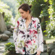 Vivy Silk Satin White Tie-Dye Floral Long Sleeve Blouse Vivy Silk Satin White Tie-Dye Floral Long Sleeve Blouse