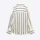Qistina Silk Satin White With Blue Stripe Collared Office Work Long Sleeve Blouse