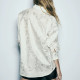 Krystal White Silver Flakes Collared Long Sleeve Blouse