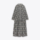 Serene Floral Printed Black White Long Sleeve Dress Serene Floral Printed Black White Long Sleeve Dress