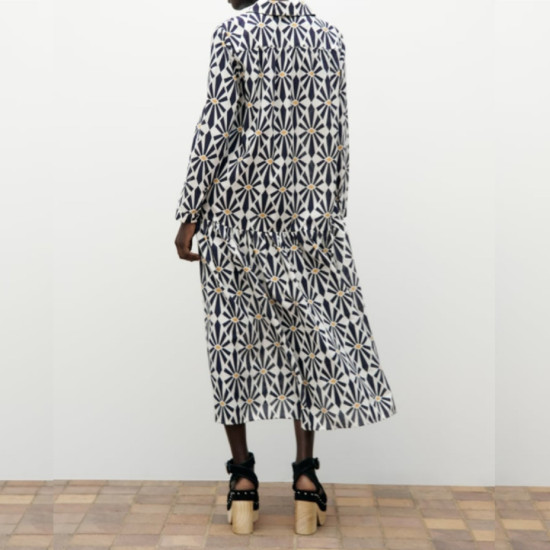 Serene Floral Printed Black White Long Sleeve Dress Serene Floral Printed Black White Long Sleeve Dress
