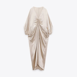 Mystic Summer Silver Satin Knotted Tie Adjustment Dress