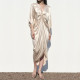 Mystic Summer Silver Satin Knotted Tie Adjustment Dress