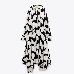 Audrey Black White Geometric Pattern Summer Dress