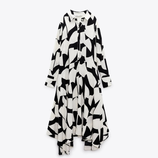 Audrey Black White Geometric Pattern Summer Dress Audrey Black White Geometric Pattern Summer Dress