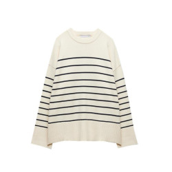 Cyril Black Stripe White Sweater 