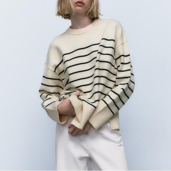 Cyril Black Stripe White Sweater 